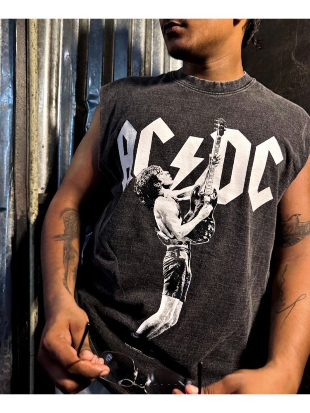 Zara AC/DC Men's Angus Young Sleeveless Muscle Tank Top T-Shirt Size XL XXL